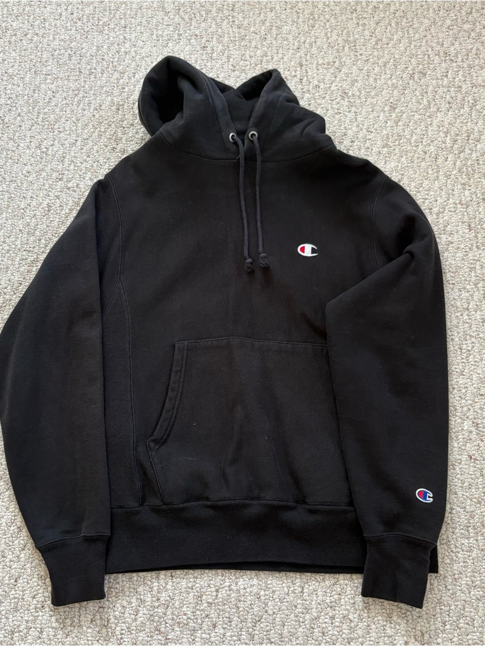 Champion Black Hooded Sweatshirt - Classic Small C Logo